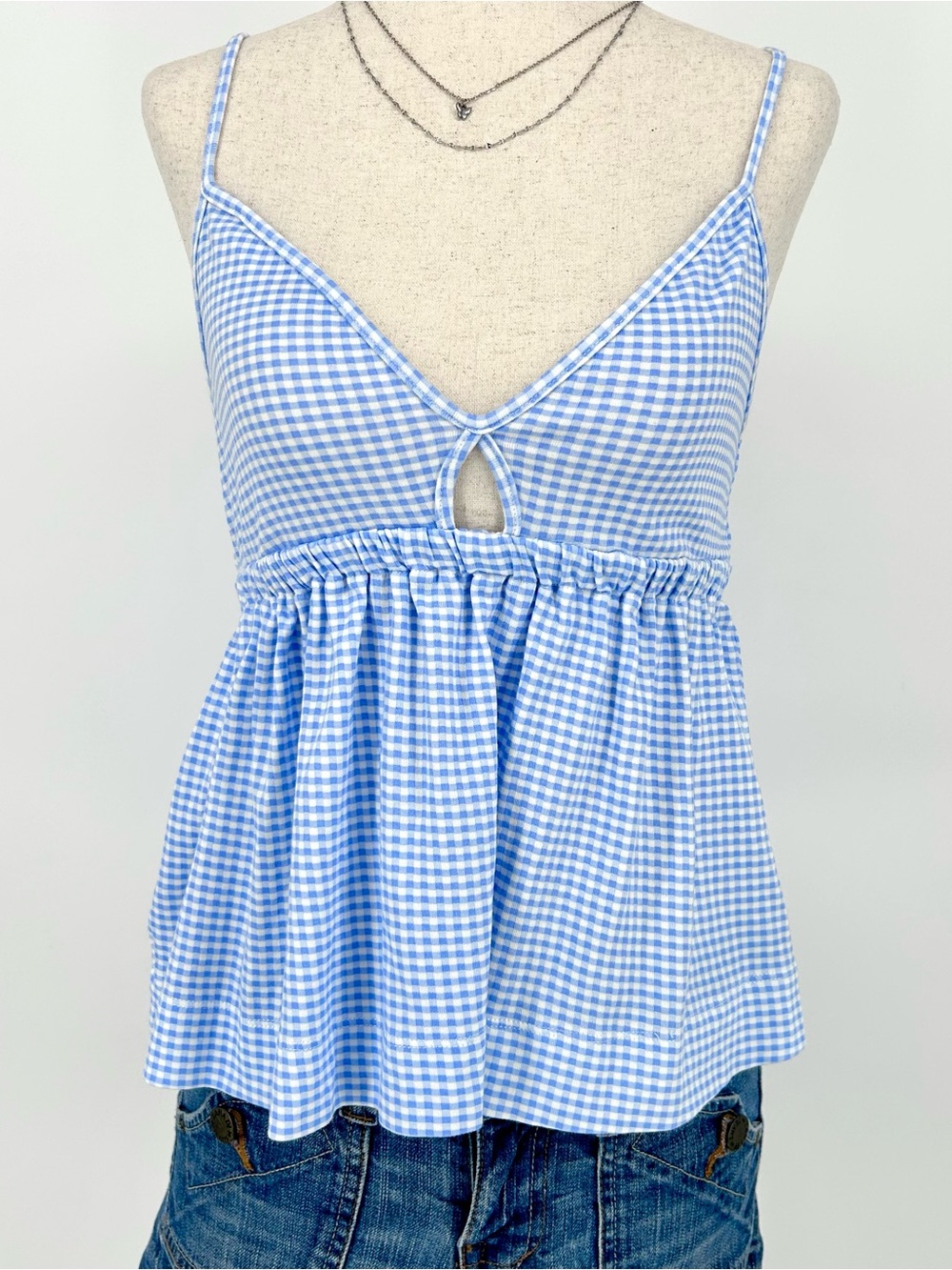 Hill House Blue Gingham Babydoll Tank Coquette Milkmaid Cami Top